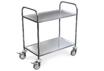 Petit chariot à plateaux, chariot de service en acier inoxydable, 2 niveaux, capacité de charge 100 kg 