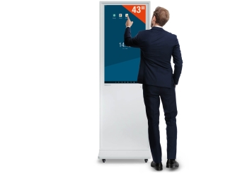  Mobilny cyfrowy totem DKST-LED43 z ekranem dotykowym, 43 in Wyświetlacz, Android 11, biały, 610 mm x 450 mm x 1.877 mm, TecMaschin 