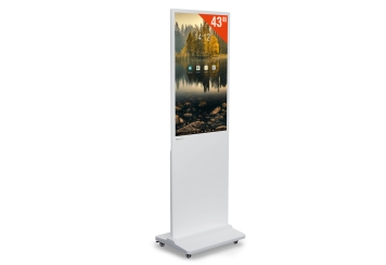 Mobilny totem cyfrowy DKS-LED43, 43 in wyświetlacz, Android 11, biały, 610 mm x 450 mm x 1.881 mm, TecMaschin 