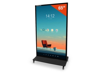 Mobilny totem cyfrowy DKS-LED65, 65 in Display, Android 13, czarny, 870 mm x 450 mm x 1.555 mm, TecMaschin 