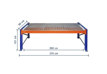  3,7 m table de base pour établi pour charges lourdes SLW1500 / profondeur 80 cm / hauteur 1,01 m / niveaux : 1 / platelage Grillage 