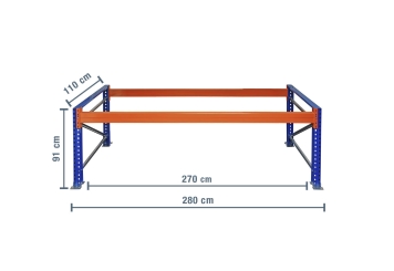 2,8 m table de base pour établi pour charges lourdes SLW1500 / profondeur 110 cm / hauteur 0,91 m / niveaux : Sans 