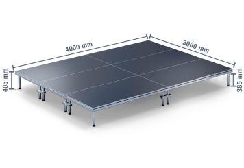 4 m x 3 m Scena mobilna EBM850/2, 405 mm wys., 6 moduły, 850 kg maks. obciążenie na moduł 