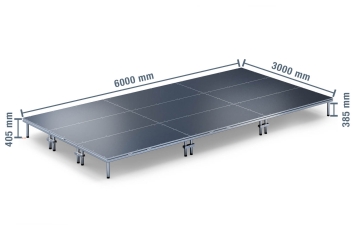 6 m x 3 m Scena mobilna EBM850/2, 405 mm wys., 9 moduły, 850 kg maks. obciążenie na moduł 