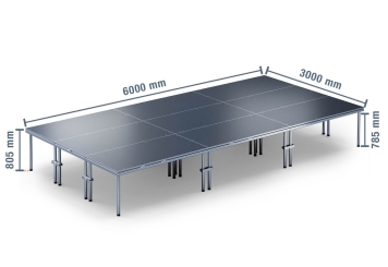 6 m x 3 m Scena mobilna EBM850/2, 805 mm wys., 9 moduły, 850 kg maks. obciążenie na moduł 
