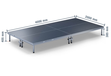 4 m x 2 m Scena mobilna EBM850/2, 405 mm wys., 4 moduły, 850 kg maks. obciążenie na moduł 