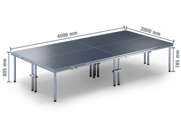 4 m x 2 m Scena mobilna EBM850/2, 805 mm wys., 4 moduły, 850 kg maks. obciążenie na moduł 