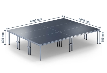 4 m x 3 m Scena mobilna EBM850/2, 805 mm wys., 6 moduły, 850 kg maks. obciążenie na moduł 
