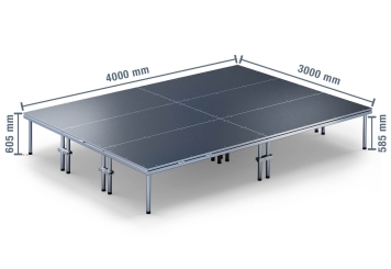 4 m x 3 m Scena mobilna EBM850/2, 605 mm wys., 6 moduły, 850 kg maks. obciążenie na moduł 