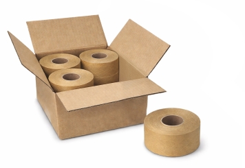 Ruban adhésif humide, 70 mm x 150 m, 126 g/m², papier kraft doublement renforcé, renforcé de fibres de verre, carton avec 8 rouleaux 