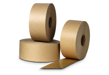 Ruban adhésif humide, 70 mm x 150 m, 126 g/m², papier kraft doublement renforcé, renforcé de fibres de verre, carton avec 8 rouleaux 