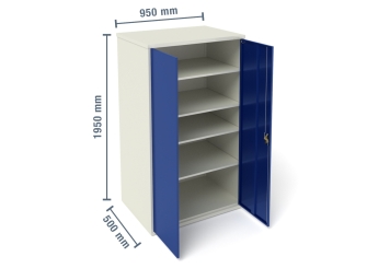 Armoire métallique à portes battantes, 4 étagères, 950 mm x 500 mm x 1.950 mm (lxpxh) 