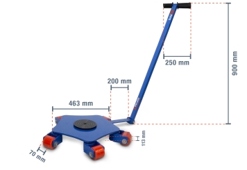 Chariot de transport TFW-L6000, charge maxi 6.000 kg, pivotant à 360, barre de traction incluse, SolidHub 