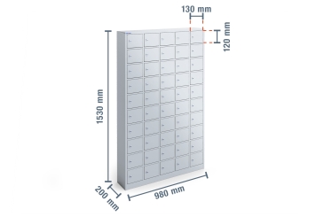 Armoire à casiers WSFS50 avec 50 compartiments, Gris, Tôle d'acier, TOPREGAL 