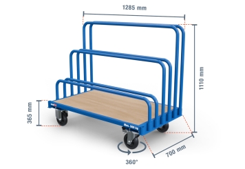 Chariot Porte-Panneaux BGW500/7 avec 6 cintres à emboîter 300  - 900 mm, capacité de charge 500 kg, SolidHub 