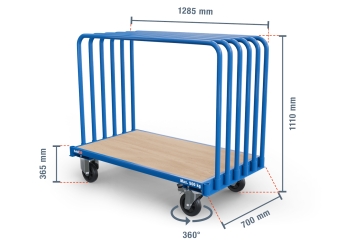 Chariot Porte-Panneaux BGW500/7 avec 6 grand cintron amovible, capacité de charge 500 kg, SolidHub 