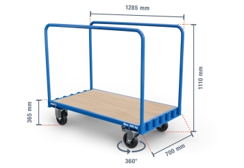 Chariot Porte-Panneaux BGW500/7 avec 2 grand cintron amovible, capacité de charge 500 kg, SolidHub 