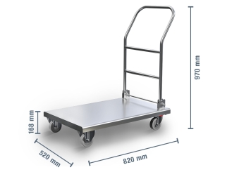 Chariot plate-forme, chariot de transport, chariot pliable, acier inoxydable, capacité de charge 150 kg 