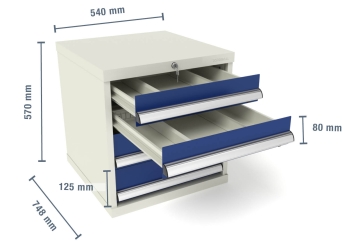 Armoire à outils WS4 avec 4 tiroirs largeur 540 mm/profondeur 748 mm pour MFW/MFR1000 