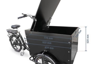 Vélo cargo électrique, 25 km/h, avec batterie 36 V, 10,3 Ah Li-Ion 