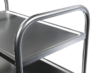 Grand chariot à plateaux, chariot de service en acier inoxydable, 2 niveaux, capacité de charge 100 kg 