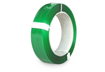 Kit de cerclage à batterie : chariot dérouleur, appareil de cerclage avec batterie de rechange, PET bande de cerclage (composée à 99 % de matériaux recyclés), TecMaschin 