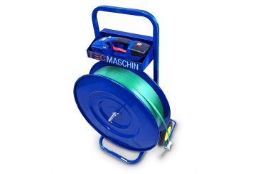 Chariot dérouleur pour feuillard de cerclage en PET, diamètre de noyau 250  - 406 mm, TecMaschin 