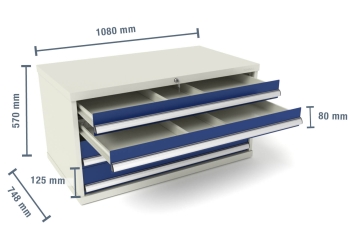 Armoire à outils WS4 avec 4 tiroirs largeur 1.080 mm/profondeur 748 mm pour MFW/MFR1000 